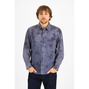 Marc Edwards XL Button Up Shirt Long Sleeve Purple Tie Dye Cotton‎ Menswear